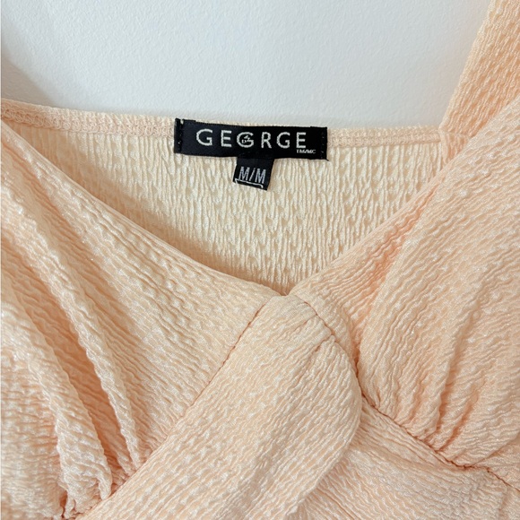 VTG Y2K GEORGE Shiny Peach Padded Babydoll Tank Top Womens M 2000's Party Glam - Picture 3 of 8